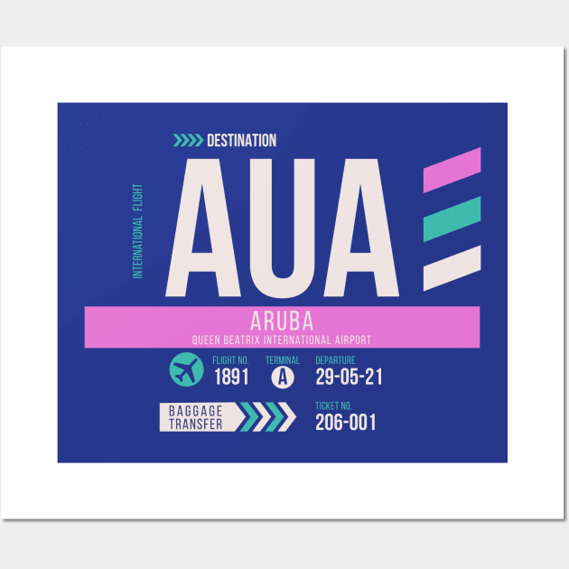 Aruba (AUA) Airport Code Baggage Tag Wall Art by SLAG_Creative